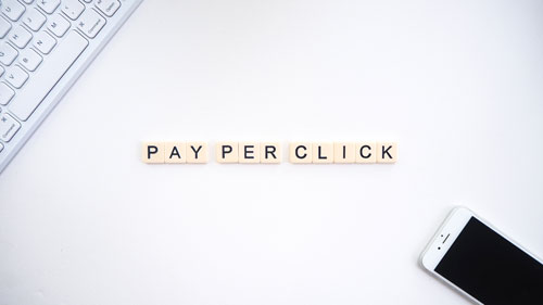 pay per click spelled out in letter tiles