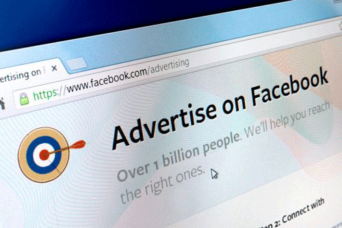 Close up of Facebook Advertising page on the web browser