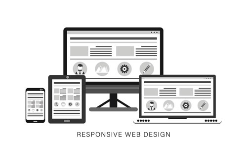 Responsive web design in modern flat vector style concept stock illustration